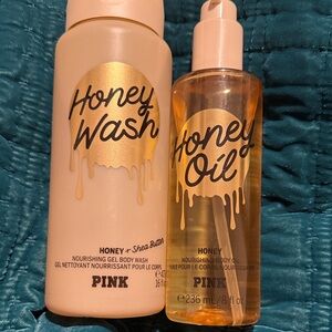 PINK Victoria's Secret Honey Wash & Oil Set - Cream and Gold
